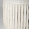 12" White Ribbed Ceramic Cylinder Table Vase