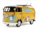 8" Blue & Yellow Metal c1967 Volkswagen Deluxe Model Car – Hand‑Painted Vintage Replica