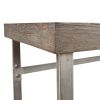 46" Gray Brown and Silver Wood and Metal Distressed Sled Console Table