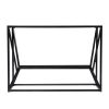 42" Black Glass and Metal A Frame Console Table With Shelf
