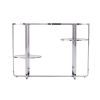42" Silver Mirrored Oval Cross-Leg Console Table with Two Shelves – Modern Glam Accent