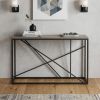 52" Taupe and Gray Faux Stone Frame Console Table