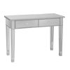 40" Silver Mirrored Console Table – Modern Glass & Wood Accent with Two Drawers