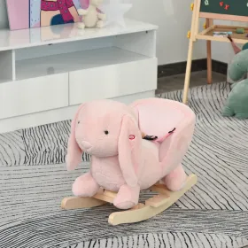 Plush Bunny Rabbit Rocking Horse – Pink Toddler Ride-On Toy with Sounds & Safety Belt