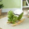Plush Dinosaur Rocker with 32 Songs, Safety Seat & Wooden Base