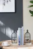 Set of 2 Distressed Black Bird Cage Bookends – Antique White Finish