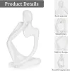 Set of 3 Small White Thinker-Style Abstract Sculptures – Minimalist Figurine Set