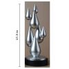 17.3" Silver Abstract Droplet Sculpture – Modern Resin Statue with Black Base for Shelf, Table or Console