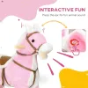 Plush Pink Rocking Horse with Sounds, Saddle & Soft Plush Body