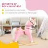 Plush Pink Rocking Horse with Sounds, Saddle & Soft Plush Body