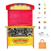 2‑in‑1 Wooden Puppet Theater & Grocery Store Playset with Curtains & Chalkboard