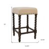 Cream and Espresso Fabric Backless Bar & Counter Height Chair