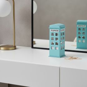 12" Faux Leather Telephone Booth Jewelry Box (Color: Light Blue)