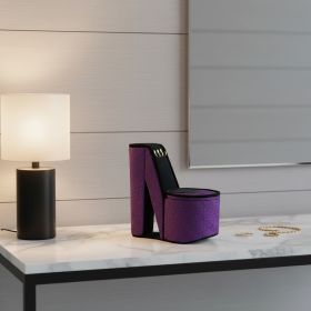 9" Velvet High Heel Jewelry Box (Varies Black, Gold, Glitter, White Script Leopard: Black, Gold and Purple)