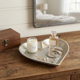 7" Cast Iron Heart Vanity Tray – Handmade Rustic Handmade Rustic Catchall Accent (Color: Silver)