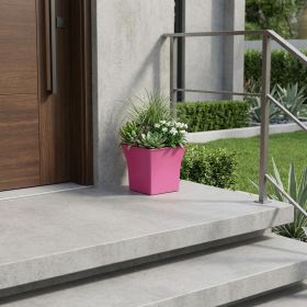 Recycled Plastic Indoor/Outdoor Square Pot Planter – Rustic Decorative Garden Accent (Color: Hot Pink)