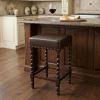 Black and Espresso Faux Leather Backless Bar & Counter Height Chair