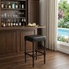 Black and Espresso Faux Leather Backless Bar & Counter Height Chair