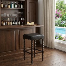 Black and Espresso Faux Leather Backless Bar & Counter Height Chair (Size: 30" Bar Height)