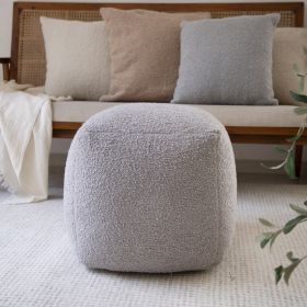 18" Polyester Cube Outdoor Pouf Ottoman – Modern Indoor/Outdoor Accent (Color: Gray)