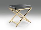 21" Charcoal Faux Leather Vanity Chair – Modern X-Base | Gold or Silver