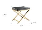21" Charcoal Faux Leather Vanity Chair – Modern X-Base | Gold or Silver