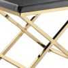 21" Charcoal Faux Leather Vanity Chair – Modern X-Base | Gold or Silver