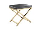 21" Charcoal Faux Leather Vanity Chair – Modern X-Base | Gold or Silver