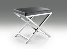 21" Charcoal Faux Leather Vanity Chair – Modern X-Base | Gold or Silver