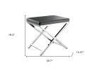21" Charcoal Faux Leather Vanity Chair – Modern X-Base | Gold or Silver