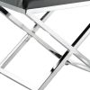 21" Charcoal Faux Leather Vanity Chair – Modern X-Base | Gold or Silver
