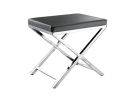 21" Charcoal Faux Leather Vanity Chair – Modern X-Base | Gold or Silver