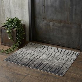 Gray & Black Abstract Power Loom Area Rug – Modern Contemporary Accent | Multiple Sizes (Size: 2' × 3')