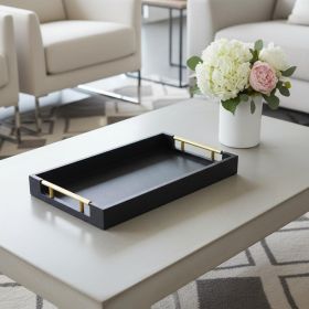 16" Faux Shagreen Serving Tray With Gold Handles – Available in 6 Colors (Color: Black Faux Shagreen)