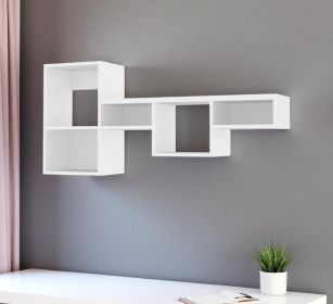 Wood Wall Mounted Cubby Shelf – Modern Storage Accent (Color: White)