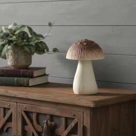 Cast Iron Mushroom Tabletop Sculpture – Rustic Boho Accent (Color: Red & Off-White)