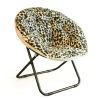 33" Faux Fur Folding Lounge Chair – Modern Tufted Saucer Accent Seating