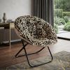 33" Faux Fur Folding Lounge Chair – Modern Tufted Saucer Accent Seating