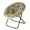 33" Faux Fur Folding Lounge Chair – Modern Tufted Saucer Accent Seating