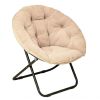 33" Faux Fur Folding Lounge Chair – Modern Tufted Saucer Accent Seating