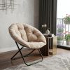 33" Faux Fur Folding Lounge Chair – Modern Tufted Saucer Accent Seating