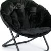 33" Faux Fur Folding Lounge Chair – Modern Tufted Saucer Accent Seating