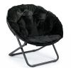 33" Faux Fur Folding Lounge Chair – Modern Tufted Saucer Accent Seating