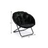 33" Faux Fur Folding Lounge Chair – Modern Tufted Saucer Accent Seating
