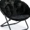 33" Faux Fur Folding Lounge Chair – Modern Tufted Saucer Accent Seating