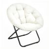 33" Faux Fur Folding Lounge Chair – Modern Tufted Saucer Accent Seating