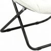 33" Faux Fur Folding Lounge Chair – Modern Tufted Saucer Accent Seating