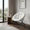 33" Faux Fur Folding Lounge Chair – Modern Tufted Saucer Accent Seating