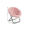 33" Faux Fur Folding Lounge Chair – Modern Tufted Saucer Accent Seating