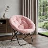 33" Faux Fur Folding Lounge Chair – Modern Tufted Saucer Accent Seating
